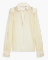 By Malene Birger Ruffled embroidered tulle blouse - White White