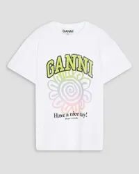 Ganni Printed cotton-jersey T-shirt - White White