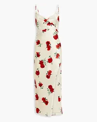 NICHOLAS Valentine draped floral-print satin-crepe midi dress - Red Red