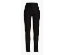 Linen-blend skinny pants - Black