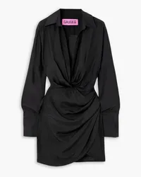 GAUGE81 Naha wrap-effect silk mini shirt dress - Black Black