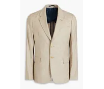 Slim-fit linen and wool-blend blazer - Neutral