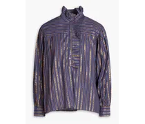 Eddy metallic striped twill blouse - Blue