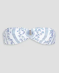 AGUA BENDITA Oregano cutout printed bandeau bikini top - White White