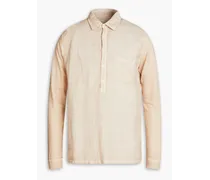 Jersey-paneled linen shirt - Neutral
