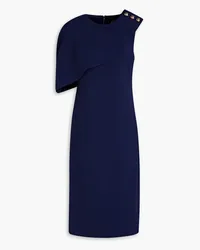 Badgley Mischka Button-embellished crepe midi dress - Blue Blue