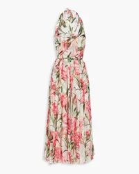 Dolce & Gabbana Floral-print silk-chiffon halterneck maxi dress - Orange Orange