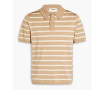 Striped jersey polo shirt - Brown