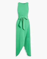 Badgley Mischka Layered pleated crepe and chiffon midi dress - Green Green