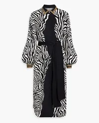 Camilla Crystal-embellished zebra-print woven midi shirt dress - Animal print Animal