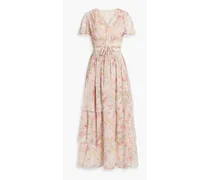 Tiered floral-print georgette maxi dress - Pink