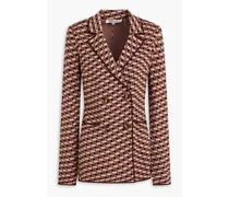 Dion double-breasted jacquard-knit blazer - Brown
