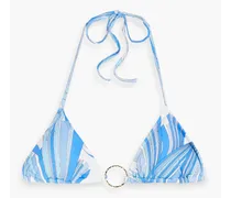 Miami printed triangle bikini top - Blue