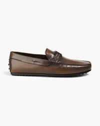 TOD'S Embellished leather driving shoes - Brown Brown