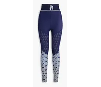 Cropped printed stretch-jersey leggings - Blue