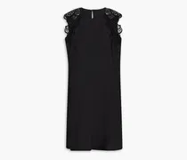 Guipure lace-trimmed cotton-blend poplin dress - Black