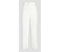 Jeanne cropped grain de poudre wide-leg pants - White