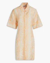 Claudie Pierlot Printed crepe de chine mini shirt dress - Orange Orange