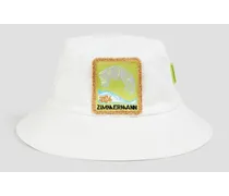Appliquéd cotton bucket hat - White