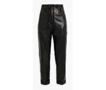 Hosho leather tapered pants - Black