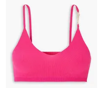 Pralu cropped embellished ribbed-knit top - Pink