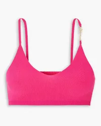 Jacquemus Pralu cropped embellished ribbed-knit top - Pink Pink