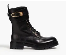 Embellished leather combat boots - Black