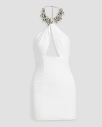 Area Embellished jersey halterneck mini dress - White White