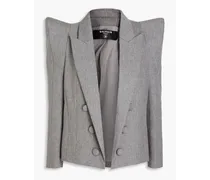 Button-embellished wool-blend twill blazer - Gray