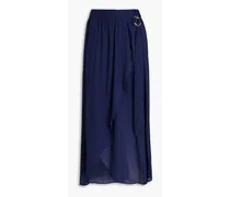 Devlin gathered voile midi wrap skirt - Blue