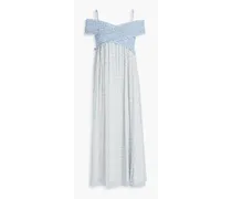 Ari cold-shoulder printed crepon midi dress - Blue