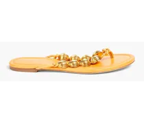 Embellished leather sandals - Metallic