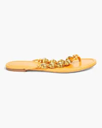 Tory Burch Embellished leather sandals - Metallic Metallic