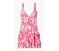 Fabienne ruffled floral-print cotton and silk-blend mini dress - Pink