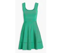 Flared stretch-knit mini dress - Green