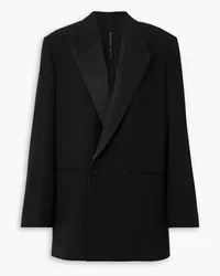 Petar Petrov Viennese oversized double-breasted satin-trimmed wool-crepe blazer - Black Black