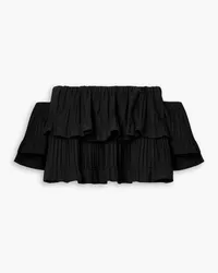 Brandon Maxwell Off-the-shoulder tiered poplin top - Black Black