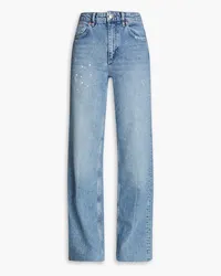 Maje Distressed high-rise straight-leg jeans - Blue Blue