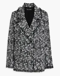 Oscar de la Renta Frayed cotton-blend tweed blazer - Black Black