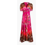 Lea floral-print silk midi dress - Purple
