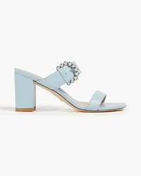 Stuart Weitzman Faux pearl-embellished leather mules - Blue Blue