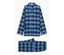 Kelburn checked cotton-flannel pajama set - Blue