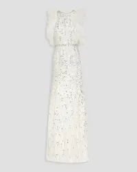 Jenny Packham Ruffled embellished tulle gown - White White