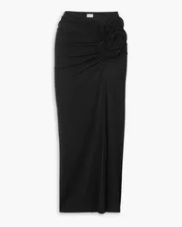 Magda Butrym Appliquéd stretch crepe de chine midi skirt - Black Black