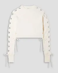 Monse Cutout lace-up cropped merino wool-blend sweater - White White