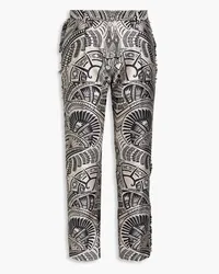 Zuhair Murad Fringed jacquard tapered pants - Black Black