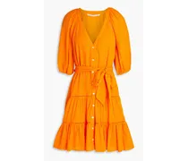Dewey belted cotton-gauze mini shirt dress - Orange