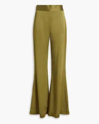 GALVAN Lido satin-crepe wide-leg pants - Green Green