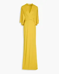 Safiyaa Pleated twill maxi dress - Yellow Yellow