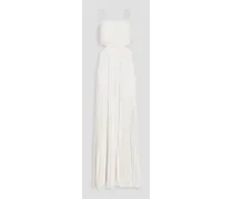 Alice Olivia - Powell cutout pleated satin wide-leg jumpsuit - White